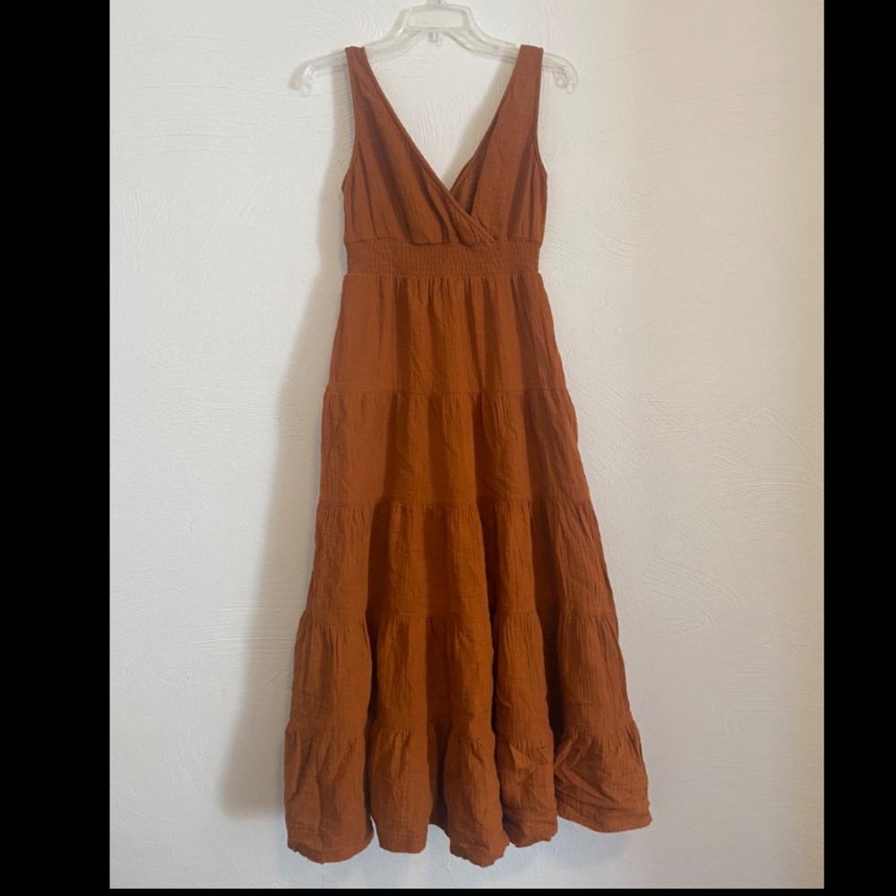 Burnt Orange Tiered Maxi Dress